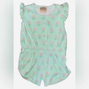 Beaufort bonnet Mint Green Floral girls Romper size 5